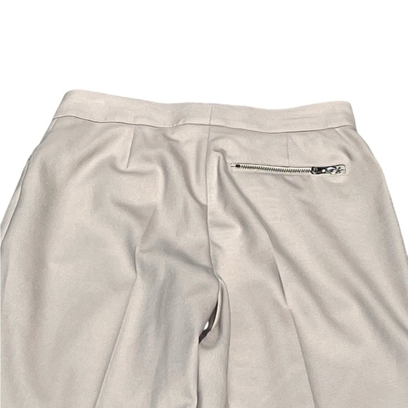 Reiss beige wide leg high rise wool blend dress pants silver front zipper pocket - Picture 5 of 11